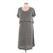 Old Navy Casual Dress - Shift Scoop Neck Short sleeves: Gray Print Dresses - Women's Size Large