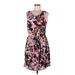 DKNY Jeans Casual Dress V Neck Sleeveless: Pink Floral Dresses - Women's Size Medium