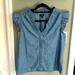 J. Crew Tops | J. Crew Ruffled Cap Sleeve Top In Denim- Size Small | Color: Blue | Size: S