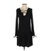 Lila Clothing Co. Casual Dress - Mini Plunge Long sleeves: Black Solid Dresses - Women's Size Small