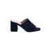 CATHERINE Catherine Malandrino Heels: Slip-on Chunky Heel Minimalist Blue Solid Shoes - Women's Size 6 1/2 - Open Toe