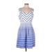 Max and Cleo Casual Dress - Fit & Flare: Blue Stripes Dresses - Women's Size 13