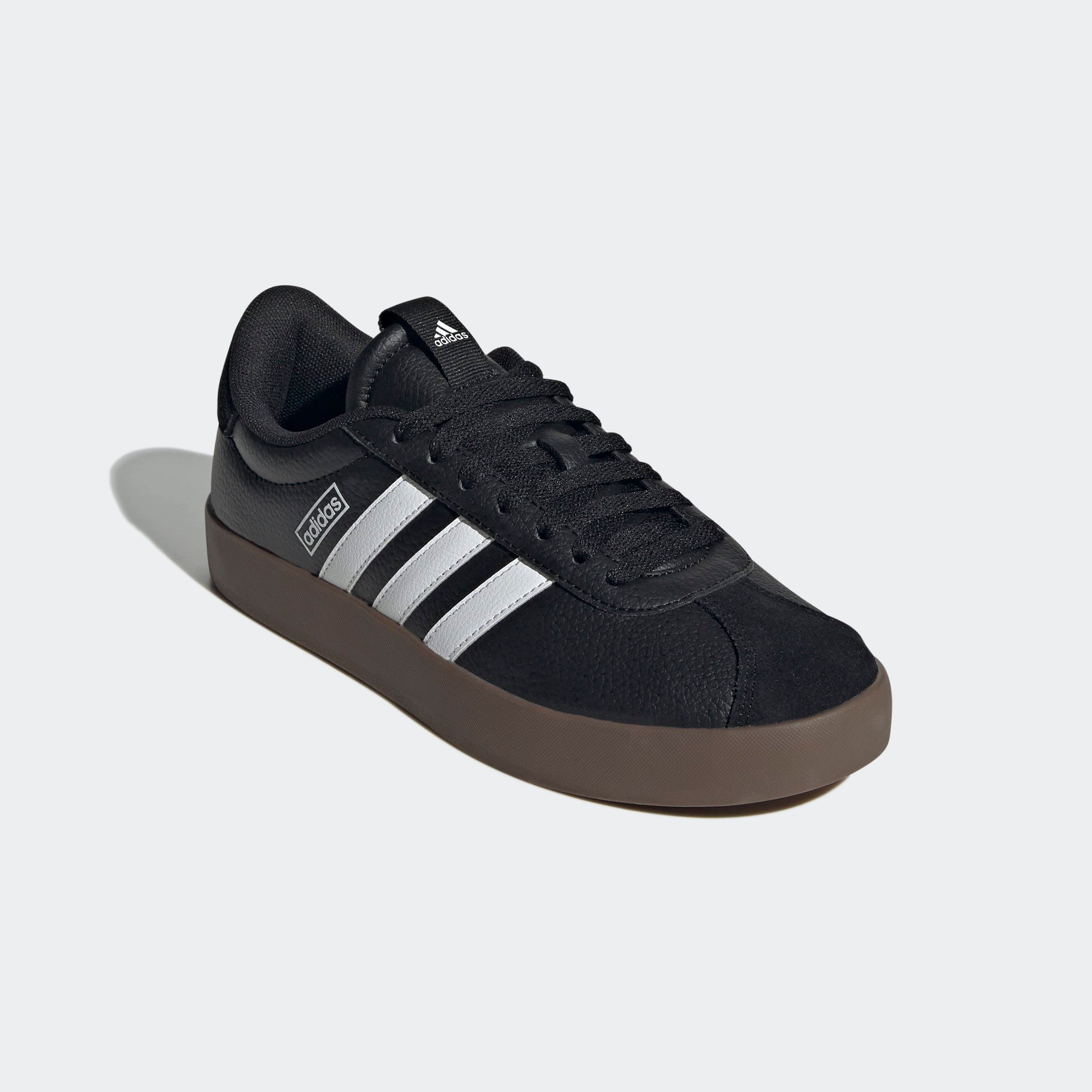 Sneaker ADIDAS SPORTSWEAR "VL COURT 3.0", Damen, Gr. 40, schwarz-weiß (core schwarz, cloud weiß, gum5), Leder, Synthetik, Schuhe Sneaker, inspiriert vom Design des adidas samba