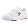 Sneaker TOMMY JEANS "TJM RETRO ESS", Herren, Gr. 45, weiß, Leder, Lederimitat, sportlich, Schuhe, mit TOMMY Markenlogo, Freizeitschuh, Halbschuh, Schnürschuh, Topseller