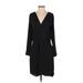 White House Black Market Casual Dress Plunge Long sleeves: Black Solid Dresses - Women's Size 2