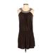 Max Studio Casual Dress - DropWaist Scoop Neck Sleeveless: Brown Print Dresses - Women's Size Small