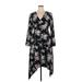 Miss Selfridge Casual Dress - A-Line V Neck 3/4 sleeves: Black Floral Dresses - Women's Size 14