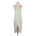 Isle By Melis Kozan Casual Dress - Midi Scoop Neck Sleeveless: Gray Print Dresses - Women's Size Small