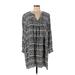 Thakoon Collective Casual Dress - Shift V Neck 3/4 sleeves: Gray Aztec or Tribal Print Dresses - Women's Size 8