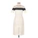 Cynthia Rowley TJX Casual Dress - Sheath Scoop Neck Short sleeves: Ivory Print Dresses - Women's Size 6