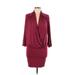 Wilfred Casual Dress - Mini Plunge 3/4 sleeves: Burgundy Solid Dresses - Women's Size Large