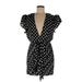 Ronny Kobo Cocktail Dress - Mini Plunge Short sleeves: Black Polka Dots Dresses - Women's Size Medium