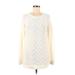 Sonoma Goods for Life Casual Dress - Mini Crew Neck Long sleeves: Ivory Chevron Dresses - Women's Size Medium
