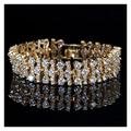 Fashion Bracelets Classic Gold Color Big Statement Austrian Crystal Rhinestone Purple Stones Bracelet & Bangle for Women Fashion Jewelry Bracelets Birthday Gift (Size : Gold)