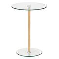 mDesign Metal/Glass Top Round Accent Side/End Drink Table Furniture Glass in Yellow | 22 H x 16 W x 16 D in | Wayfair 21739MDHS