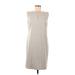 Ann Taylor Casual Dress - Shift Crew Neck Sleeveless: Gray Solid Dresses - Women's Size 8