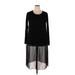 Veleria Fratta Casual Dress - High/Low Crew Neck Long sleeves: Black Solid Dresses - New - Women's Size 52 Plus