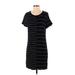 Lou & Grey Casual Dress - Shirtdress Scoop Neck Short sleeves: Black Print Dresses - Women's Size Small