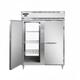 Continental D2RFENPT Designer Line 57" 2 Section Pass Thru Commercial Refrigerator Freezer - Solid Doors, Top Compressor, 115v, Silver