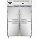 Continental D2RFNSSHD Designer Line 52" 2 Section Commercial Refrigerator Freezer - Solid Doors, Top Compressor, 115v, Silver