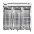 Continental D3RNSAGD 78" 3 Section Reach In Refrigerator, (3) Left/Right Hinge Glass Doors, Top Compressor, 115v, Silver