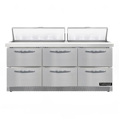 Continental D72N18-FB-D 72" Designer Line Sandwich/Salad Prep Table w/ Refrigerated Base, 115v, Stainless Steel