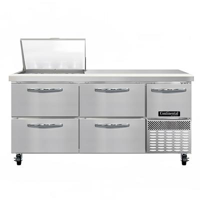 Continental RA68N12M-D 68" Sandwich/Salad Prep Table w/ Refrigerated Base, 115v, Stainless Steel