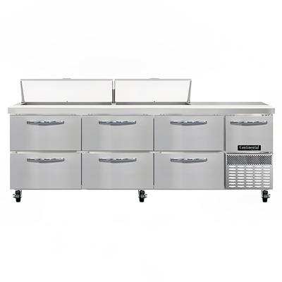 Continental RA93N18-D 93" Sandwich/Salad Prep Table w/ Refrigerated Base, 115v, Stainless Steel