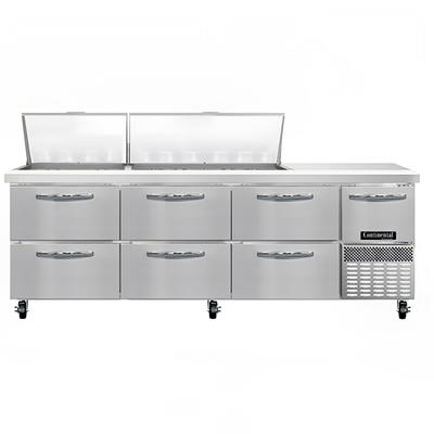 Continental RA93N30M-D 93" Sandwich/Salad Prep Table w/ Refrigerated Base, 115v, Stainless Steel