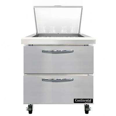 Continental SW32N12M-D 32" Sandwich/Salad Prep Table w/ Refrigerated Base, 115v, Stainless Steel