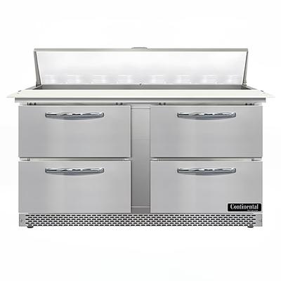 Continental SW60N16C-FB-D 60" Sandwich/Salad Prep Table w/ Refrigerated Base, 115v, Stainless Steel