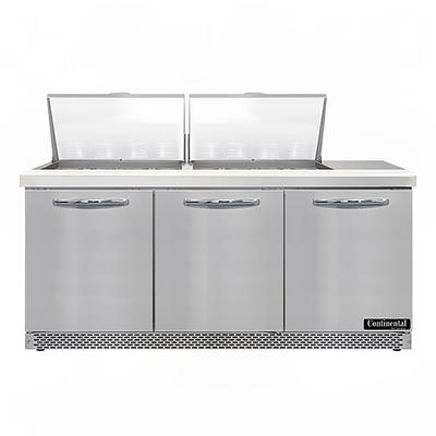 Continental SW72N24M-FB 72" Sandwich/Salad Prep Table w/ Refrigerated Base, 115v, Stainless Steel