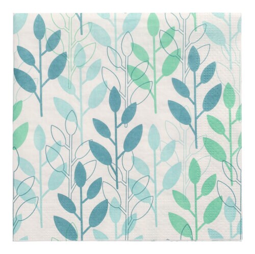 Papstar 200 Servietten, 3-lagig 1/4-Falz 33 cm x 33 cm blau "Branches" Image