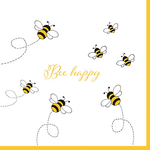 Papstar 360 Servietten, 3-lagig 1/4-Falz 33 cm x 33 cm Bee Happy Image