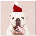 The Holiday Aisle® Holiday & Seasonal Sparkling Holiday Dog Glam White Canvas Wall Art Print Canvas in Pink/Red | 30 H x 30 W x 0.8 D in | Wayfair