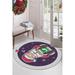 Indigo/Red 31 x 31 x 0.1 in Area Rug - The Holiday Aisle® Round Jolana Area Rug w/ Non-Slip Backing | 31 H x 31 W x 0.1 D in | Wayfair