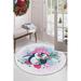 Green/Pink 55 x 55 x 0.1 in Area Rug - The Holiday Aisle® Round Jochebed Area Rug w/ Non-Slip Backing | 55 H x 55 W x 0.1 D in | Wayfair