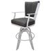 Canora Grey Sibil Swivel Stool Upholstered/Metal in Gray/White | 48 H x 22 W x 20 D in | Wayfair 2F93D61D11E344DD93BD79382F7ECF2B