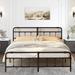 August Grove® Platform Bed Frame w/ Victorian Style Wrought Iron-Art Headboard/Footboard in Brown | 43.31 H x 60.63 W x 82.87 D in | Wayfair