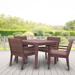 Hokku Designs Perpich Square 4 - Person 39.37" Long Outdoor Dining Set w/ Cushions Wood/Wicker/Rattan in Brown/White | 39.37 W x 39.37 D in | Wayfair