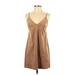 Wilfred Free Casual Dress - A-Line Plunge Sleeveless: Brown Print Dresses - Women's Size X-Small