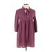 Pins and Needles Casual Dress - Popover: Burgundy Solid Dresses - Women's Size Medium