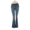Inc Denim Jeans - Mid/Reg Rise Flared Leg Boyfriend: Blue Bottoms - Women's Size 4 Petite - Medium Wash