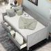 Twin Size Daybed w/ 2 Large Drawers, X-shaped Frame, Modern & Rustic Casual Style Upholstered Bed Frame for Kids, Gray