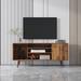 Modern TV Stand for TVs up to 60 Inches, Mid-Century TV Console with 2-Tier Open Storage Shelves and Cabinet, for Living Room