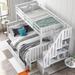 Wood Bedframe with 4 Storage Compartments and Guardrail, Stairway Twin Over Full Bunk Bed with Trundle, for Kids Teens Adults