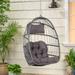 Outdoor Indoor PE Rattan Swing Egg Chair with Cover, Cushion and Pillow, Folding Hanging without Stand