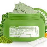 ZealSea Superfood Clay Mask for face Natural VEGAN Detox clay Mask with Vitamin C/E for Blackheads Pore cleansing Kale organic kaolin Mask Mud Mask for Women Men