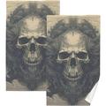 Hyjoy Skull with Hair Bath Towels Set 16Ã—28 inches Cotton Face Towel Water Absorbent Lightweight Quickdry Hand Towels for Bathroom Ktichen Travel Gym