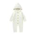 EHQJNJ Baby Girl Outfit Sets 24 Months Baby Boy Girl Solid Button down Knitted Romper Outfits Hooded Sweater Jumpsuit Overalls Playsuit outerwear Beige Pattern Toddler Girl 4T